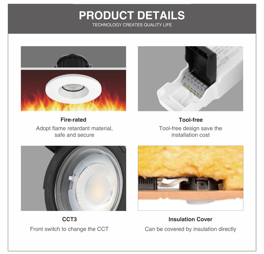 ADAYO fire rated led downlights