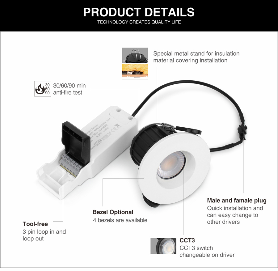 ADAYO IP65 fire rated downlights manufacturer