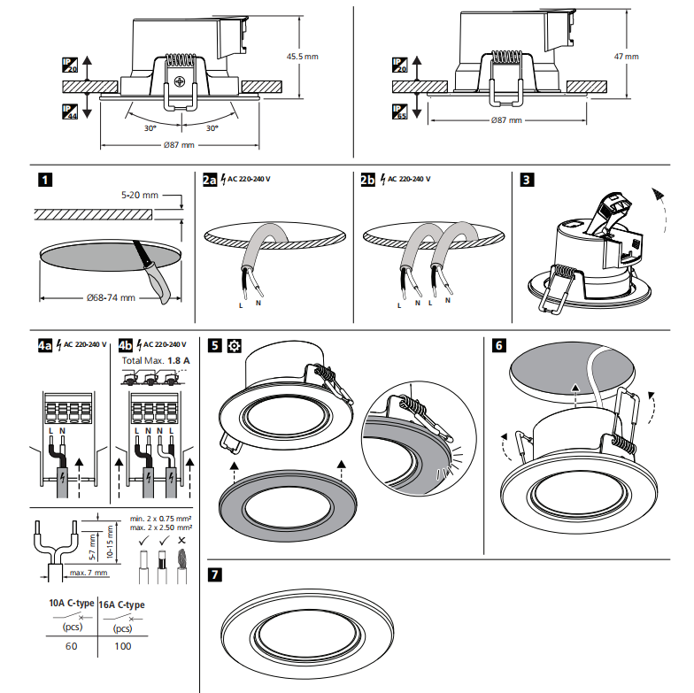 ADAYO recessed spot lighting fixtures