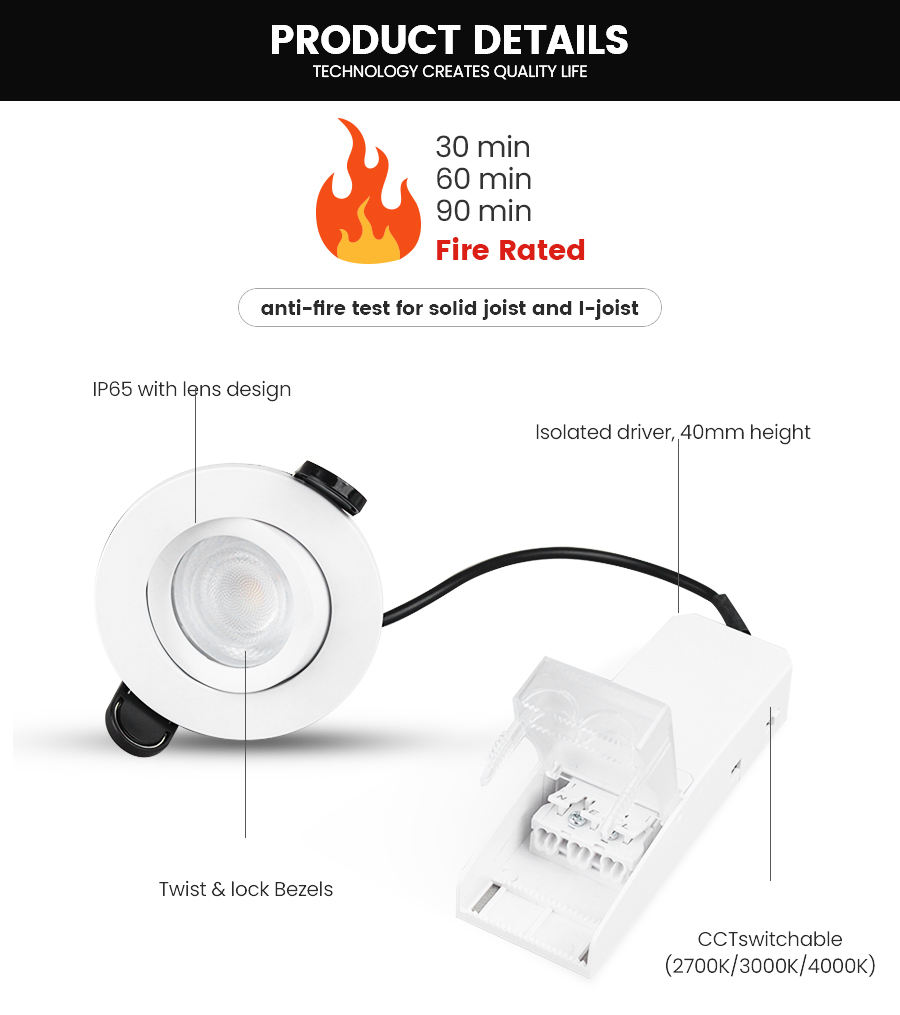 ADAYO fire rated dimmable led downlights